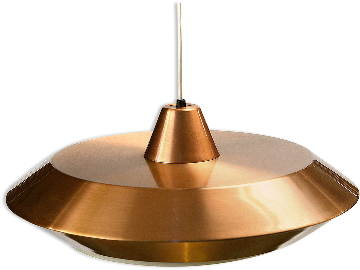 Copper Coloured "flying Saucer" Aluminium Pendant Light - Brass (1457x1457), Png Download