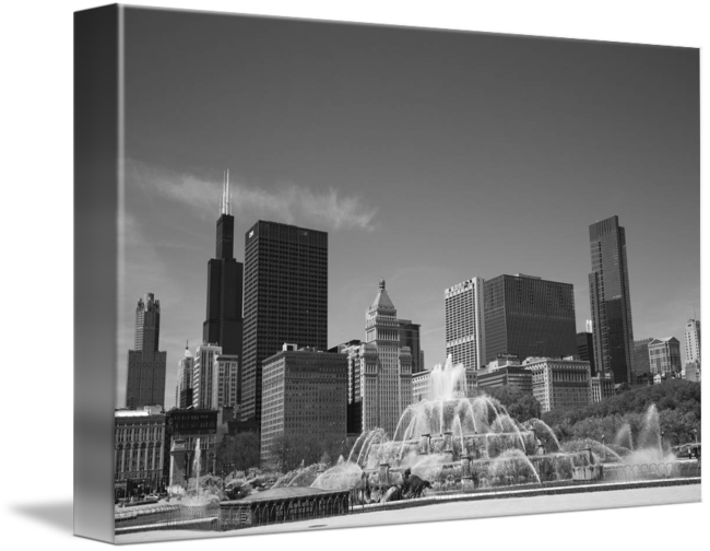 Chicago Skyline Wall Art - Buckingham Fountain (650x504), Png Download