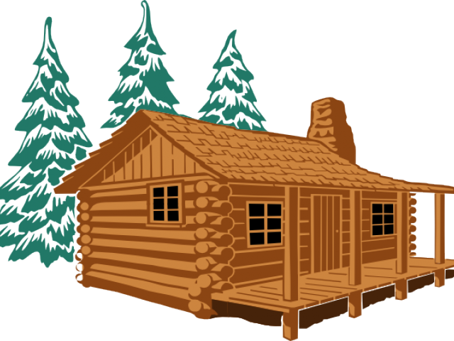 Hut Clipart Summer - Cartoon Cabin In The Woods (640x480), Png Download
