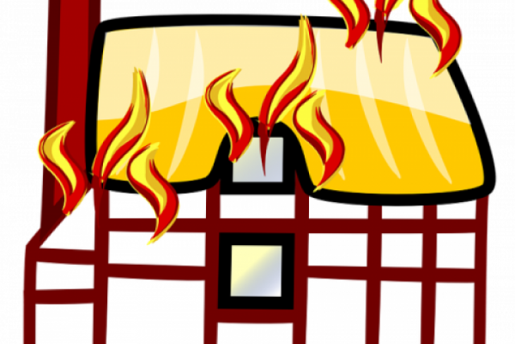 Burning House Cartoon Clipart Cartoon Building Clip - Safety Measures Of Fire (730x487), Png Download
