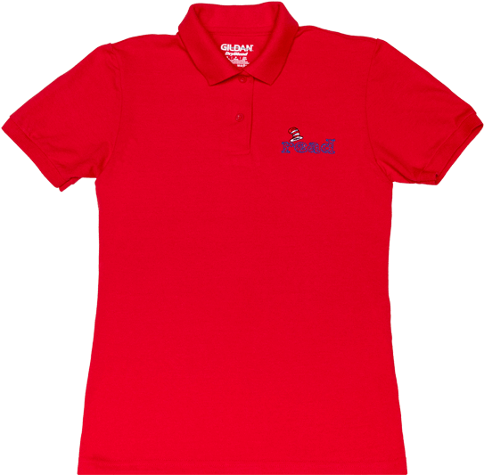 Cat In The Hat Polo Red - Plain Red Shirt Gildan (566x611), Png Download