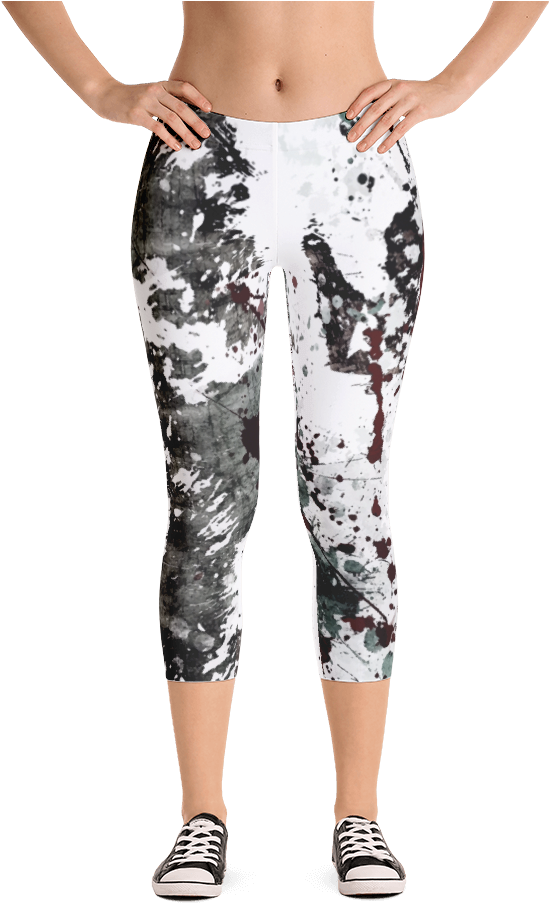 Ink Splatter Capri Leggings - Capri Pants (1000x1000), Png Download