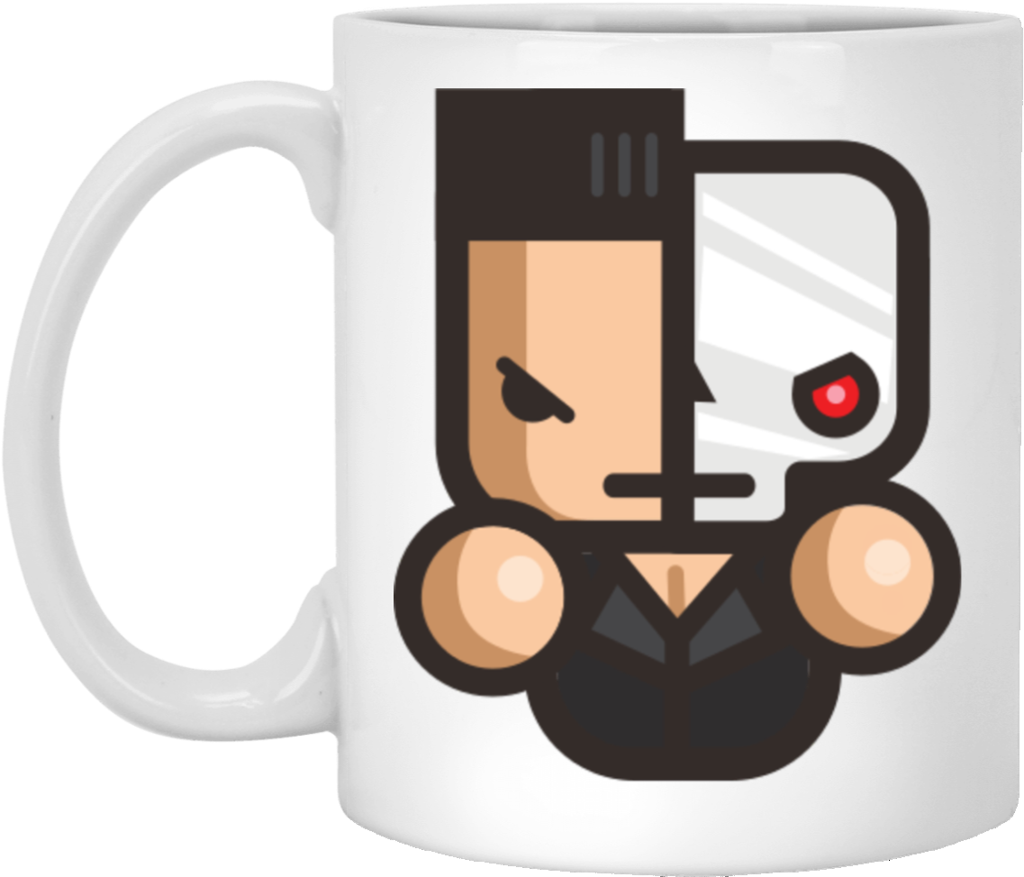 Terminator Half Face White Mug - Coffee Cup (1155x1155), Png Download
