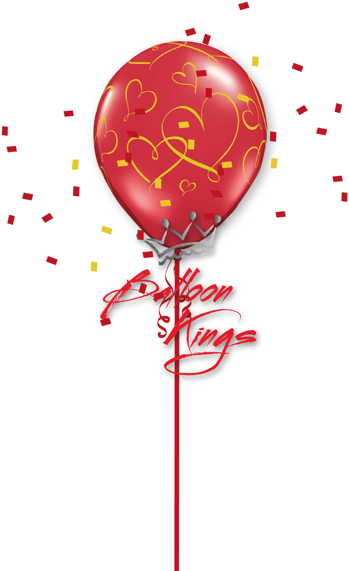 11in Latex Romantic Gold Hearts - Balloon (1080x1280), Png Download