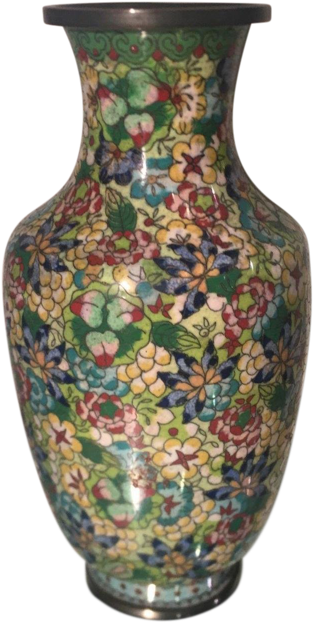 Unusual Antique Chinese Cloisonné Flower Vase On Chairish - Porcelain (693x1382), Png Download