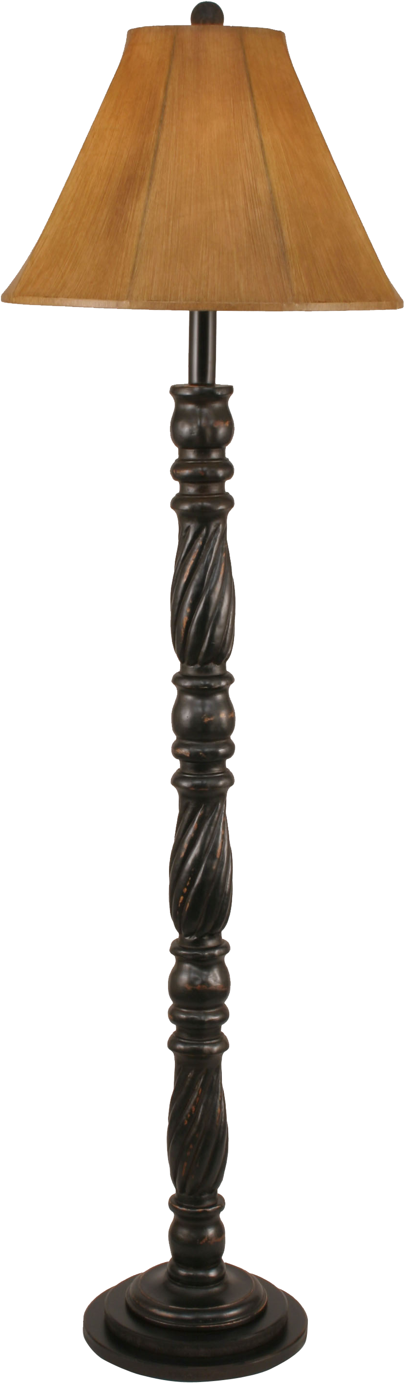 Distressed Black Swirl Floor Lamp W/ Faux Leather Shade - Lampshade (1200x3000), Png Download