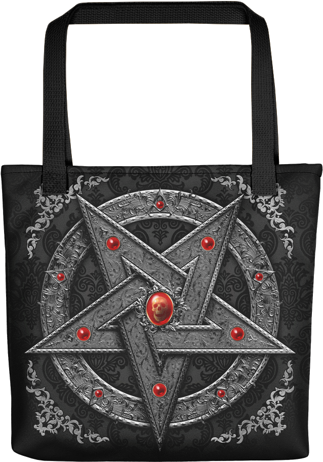 Silver Pentagram Tote Bag, Gothic Satanic Bag - Tote Bag (1000x1000), Png Download