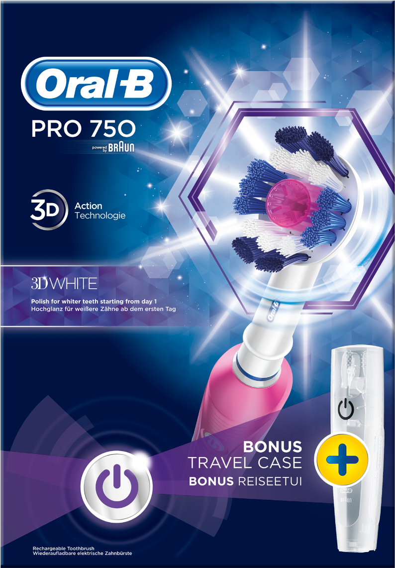 Braun Oral B Pro 750 Pink (1200x1200), Png Download