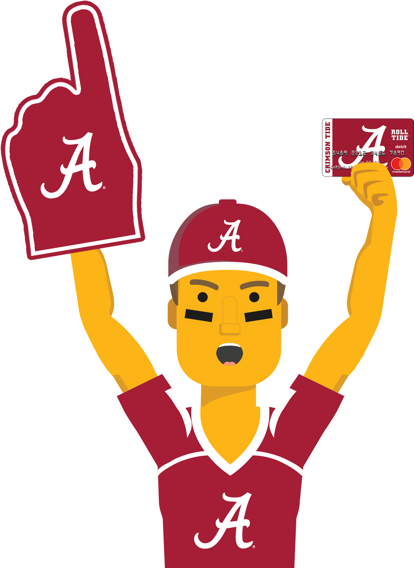 Alabama Ultimate Fan Holding The Alabama Crimson Tide (1867x1999), Png Download
