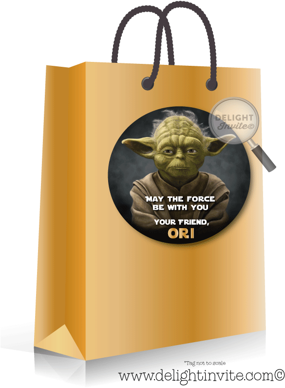 Yoda Star Wars Birthday Sticker Tag - Birthday Goodies Card (613x822), Png Download