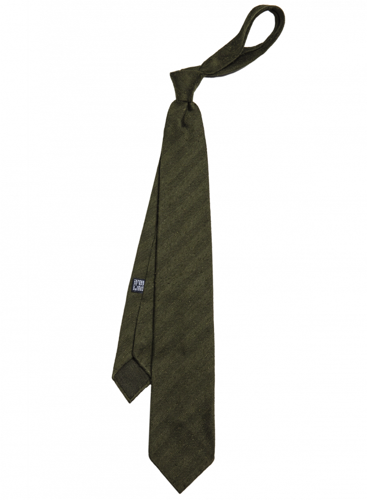 Olive Vintage Shantung Silk Tie - Drake's Olive Silk Tie (1160x1000), Png Download