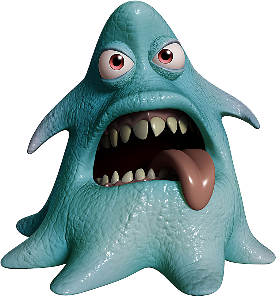 Blue Monster - 3d Monster Cartoon (1024x1024), Png Download