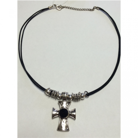 Leather Cross Necklace - Choker (750x480), Png Download