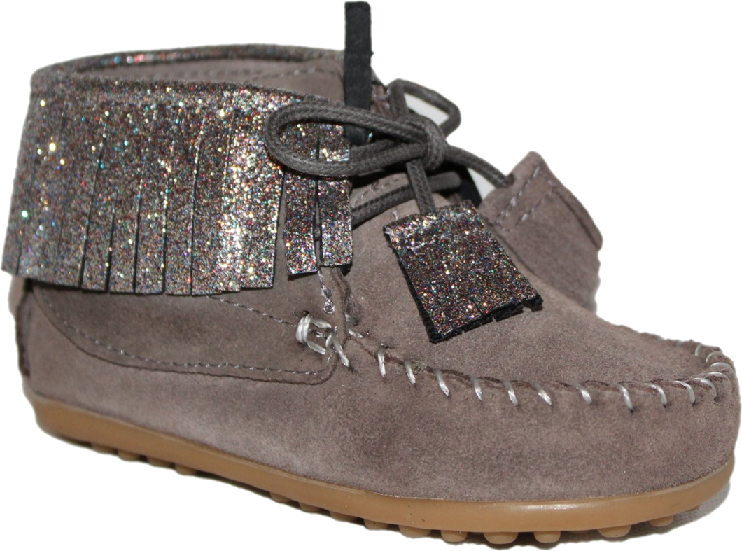 Confetti Grey Suede Glitter Fringe Bootie - Outdoor Shoe (1060x787), Png Download