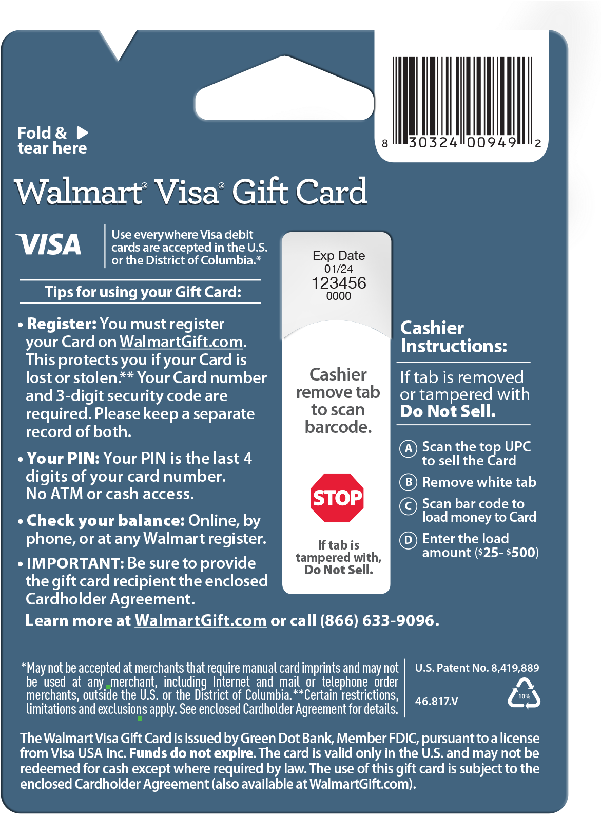 Walmart Visa Gift Card Green Dot (1219x1646), Png Download