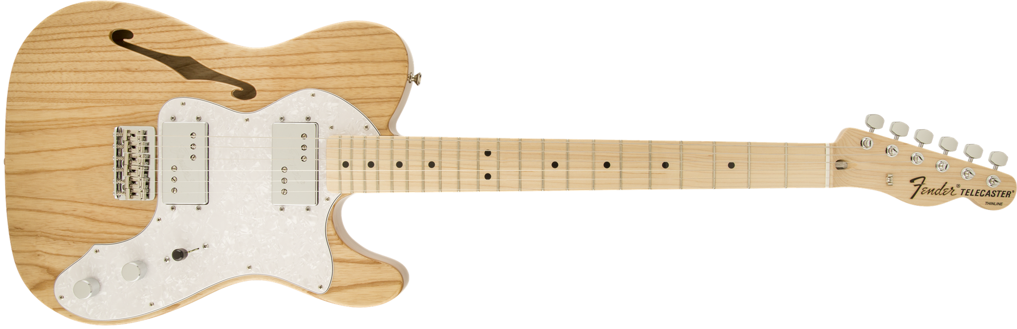 Fender Classic Series 72 Telecaster Thinline Electric - Fender Telecaster Thinline 72 Natural (1980x641), Png Download