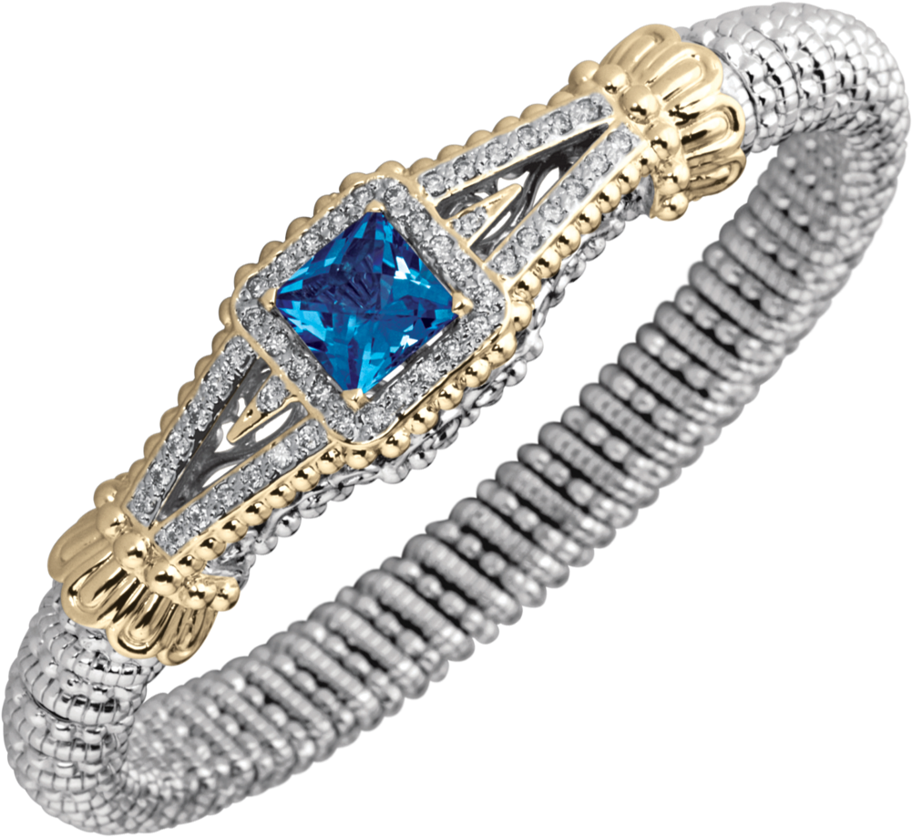 "regal Beauty" Princess-cut London Blue Topaz Diamond - Blue Diamond Bracelet Png (1024x1024), Png Download