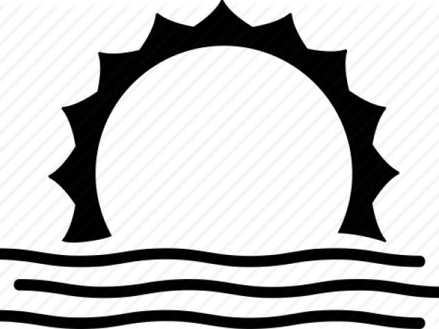 Sunrise Clipart Png - Sun Set Clip Art Black And White (640x480), Png Download