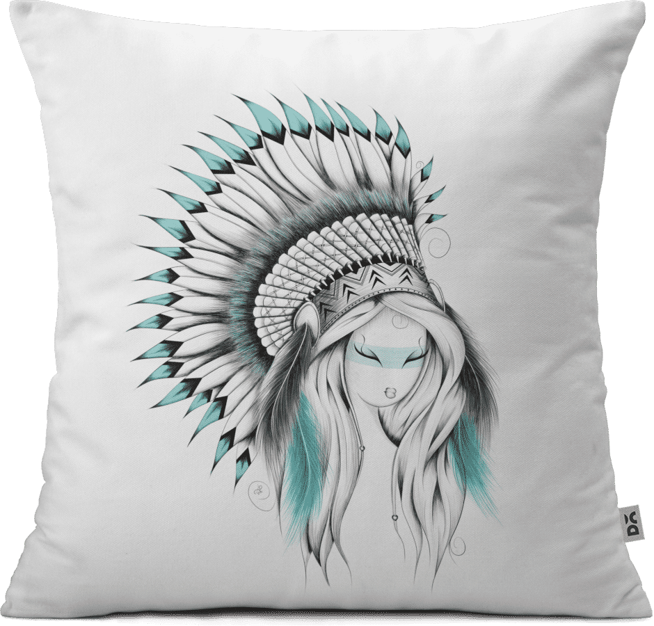 Dailyobjects Indian Headdress 16" Cushion Cover Buy - Headdress Native American Draw (940x900), Png Download