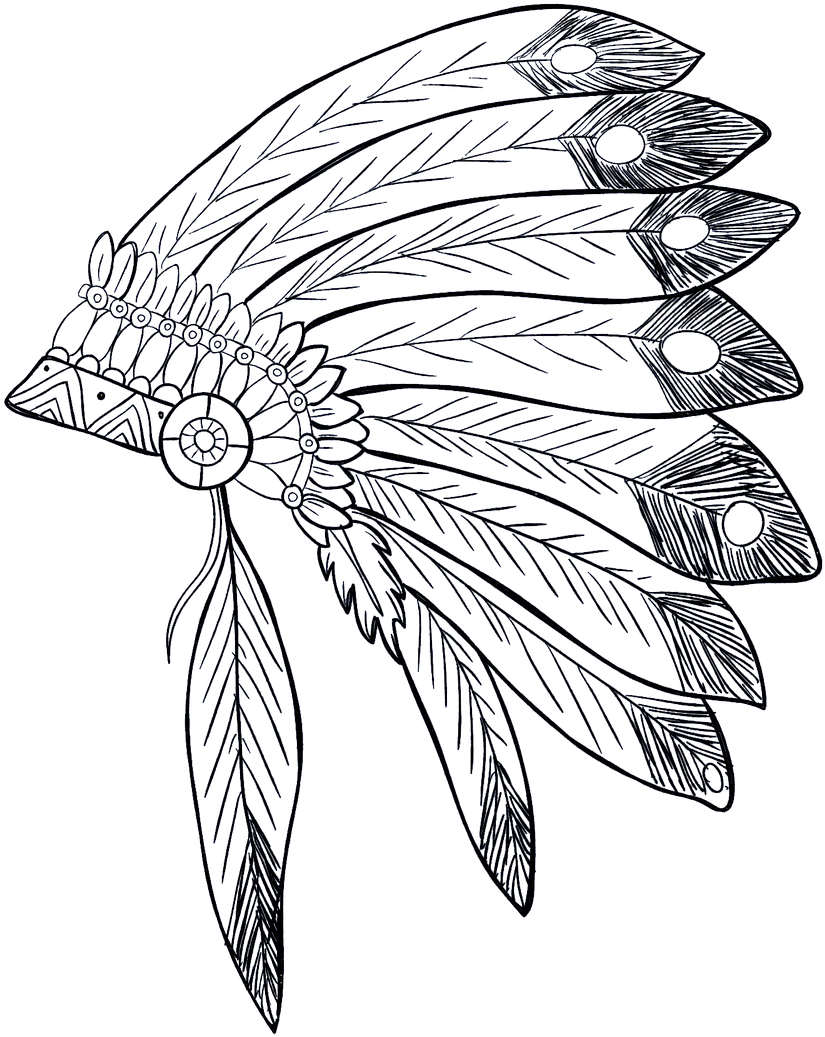 Indian Native American Tribe - Drawing Indian Headdress (1280x1280), Png Download