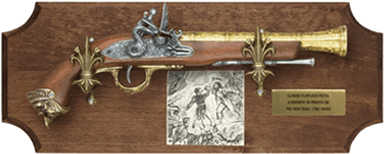 Pirate Flintlock Dark Wood Display Plaque - Flintlock (555x555), Png Download