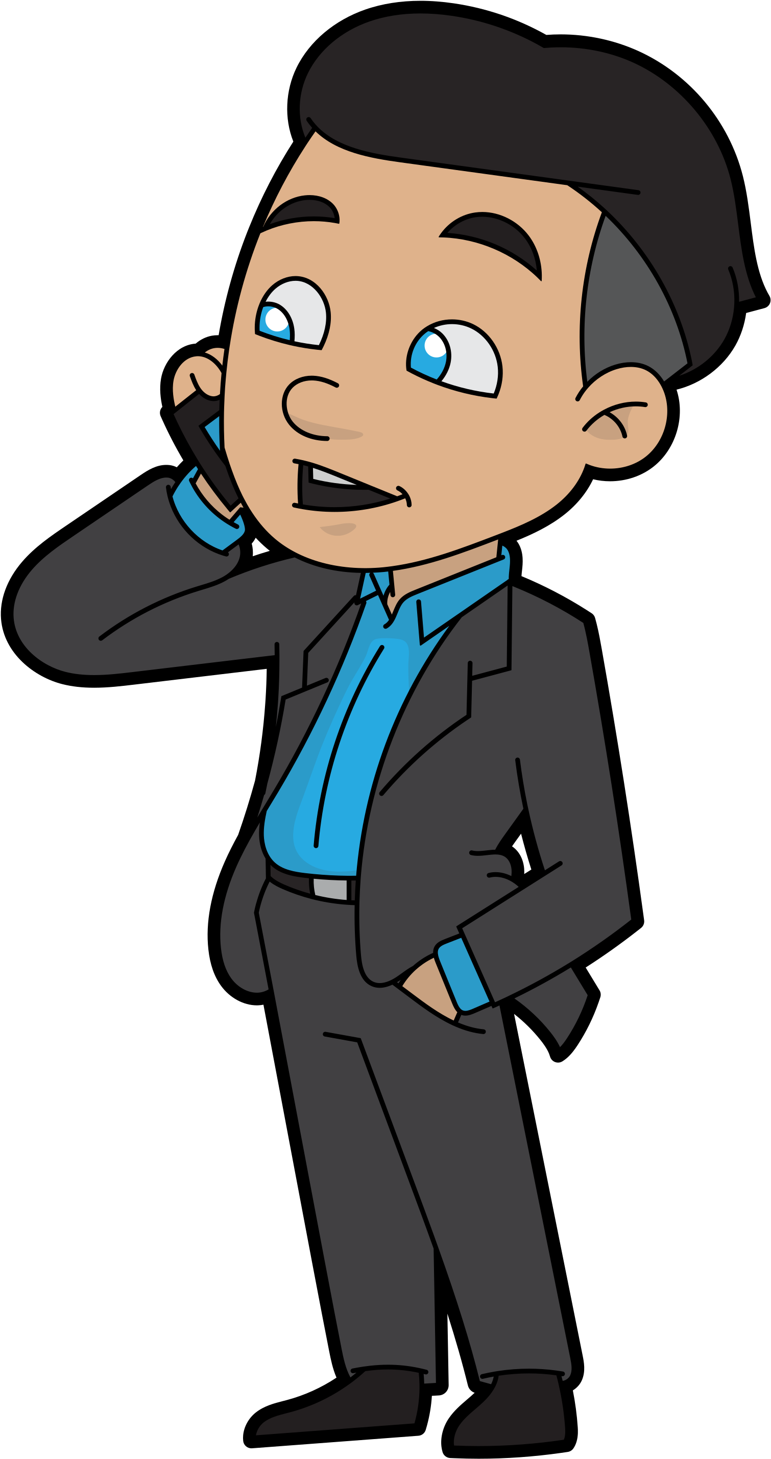 Open - People On The Phone Cartoon (2000x3065), Png Download