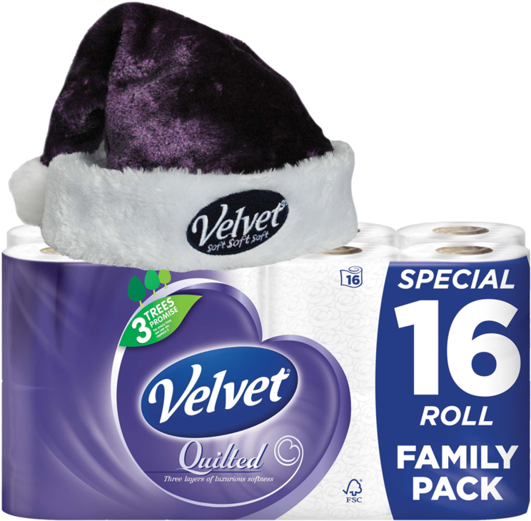 Velvet Quilted Toilet Tissue 16 Roll Free Santa Hat - Velvet Quilted Toilet Rolls (800x800), Png Download
