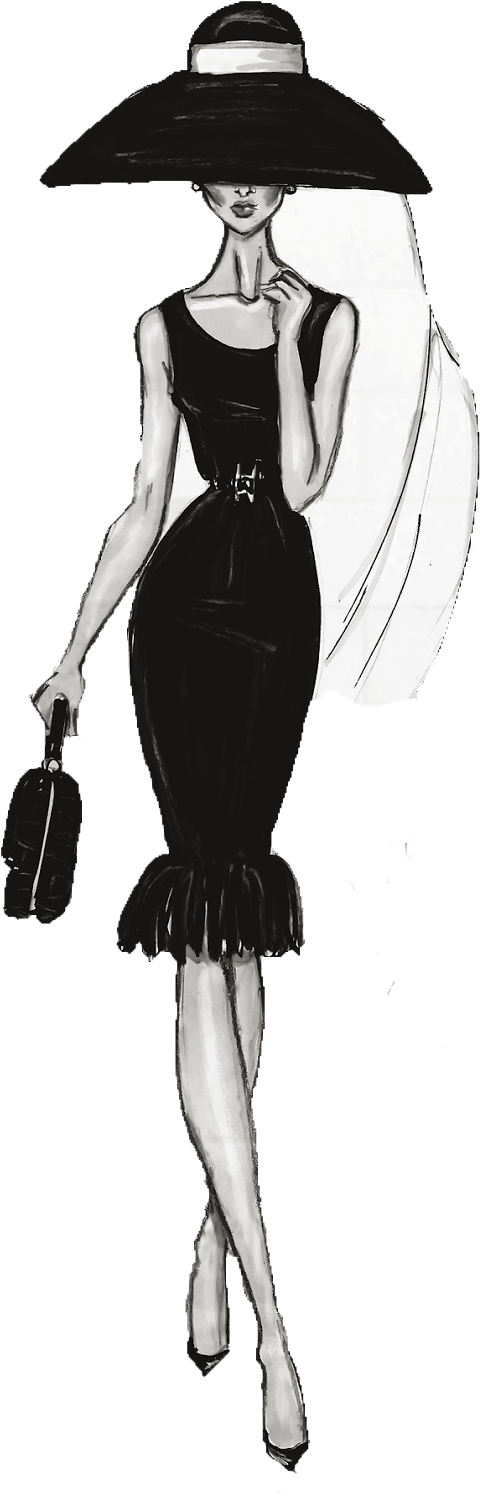 Female Fashion Drawing Illustration Chanel Free Clipart - Breakfast At Tiffany's Drawings (1073x1600), Png Download