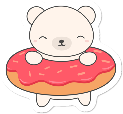 Kawaii Cute Polar Bear In A Donut - Kawaii Cat And Donut (650x650), Png Download