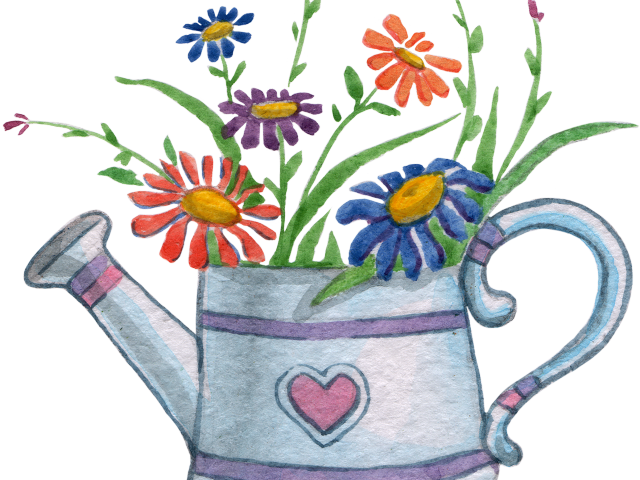 Flowerpots Clipart Watering Can Clipart - Desenho No Jarro De Flor (640x480), Png Download