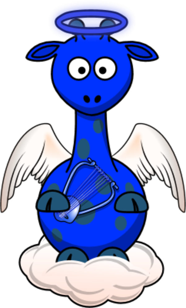 Giraffe Angle Wings Cloud Holding A Harp - Cartoon Wings (600x992), Png Download