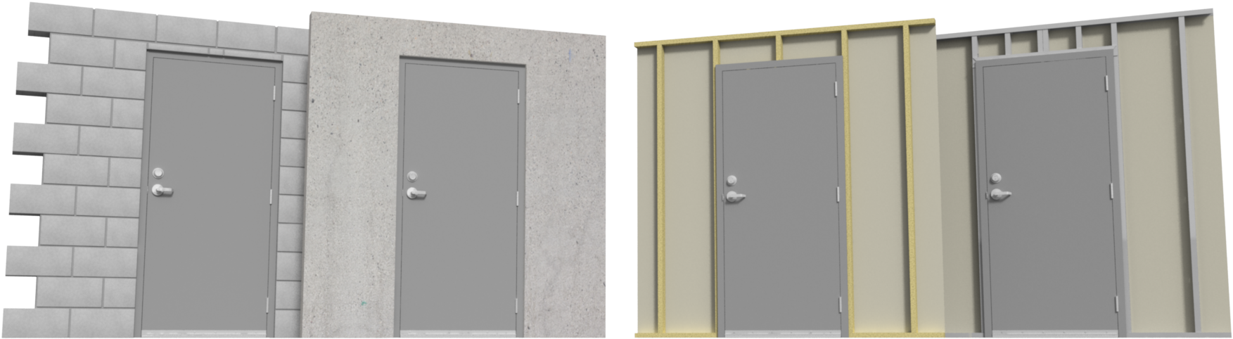Block, Concrete, Wood & Metal Stud Walls - Home Door (1920x589), Png Download