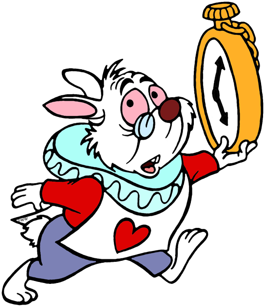 New White Rabbit Running With Watch - Cartoon (540x623), Png Download