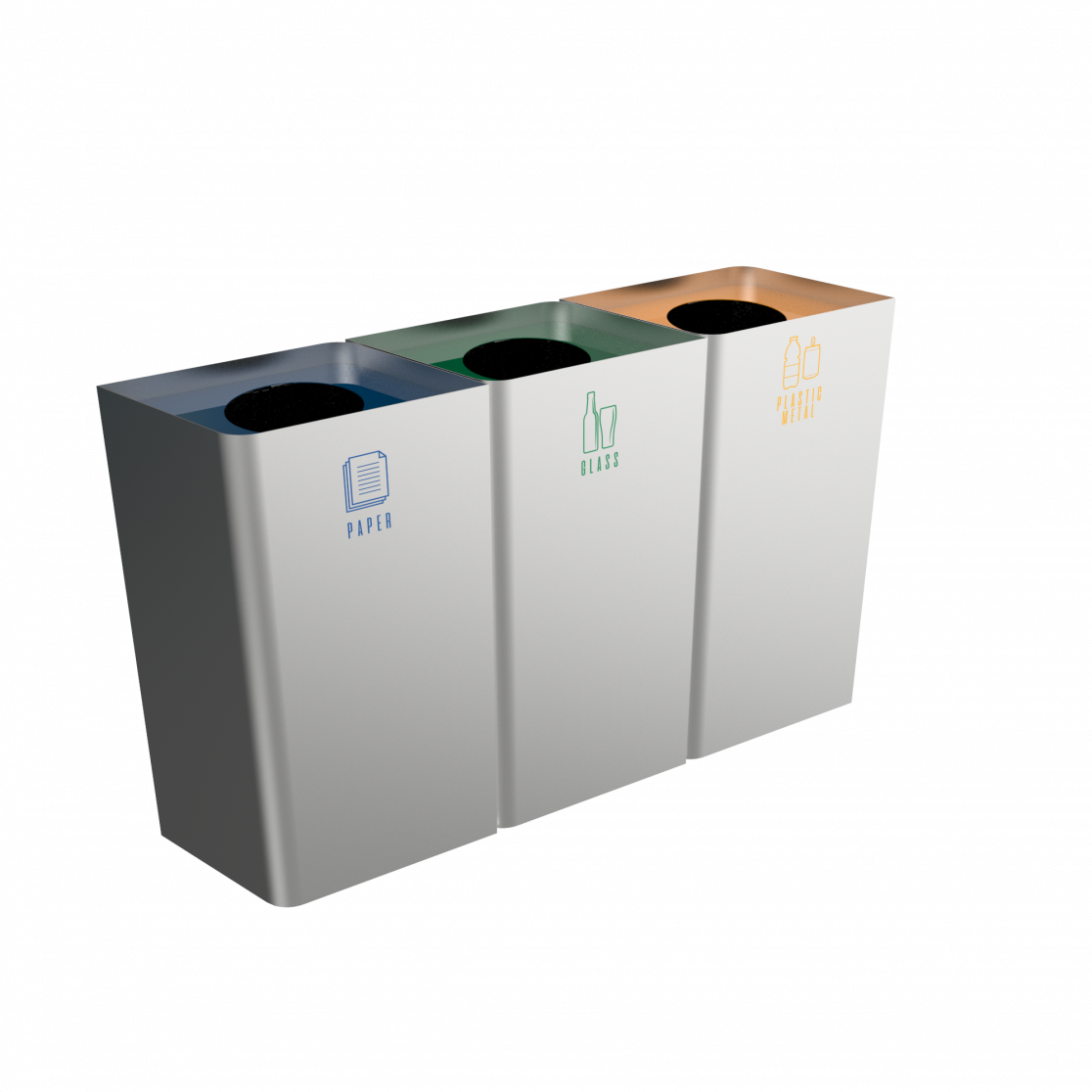 Stainless Steel Recycling Bins With Modern Design - Metal Waste And Recycling Bins (1116x1116), Png Download