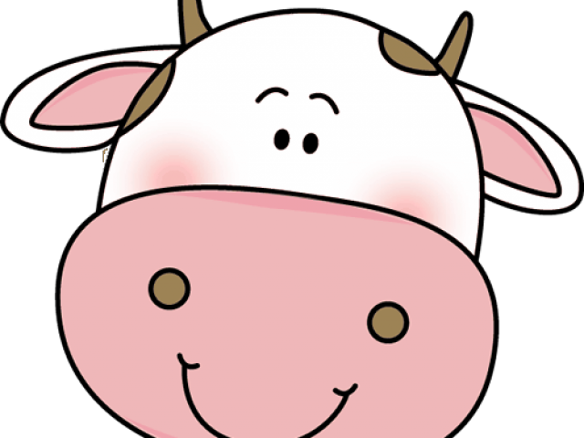 Cute Cow Head Cartoon (640x480), Png Download