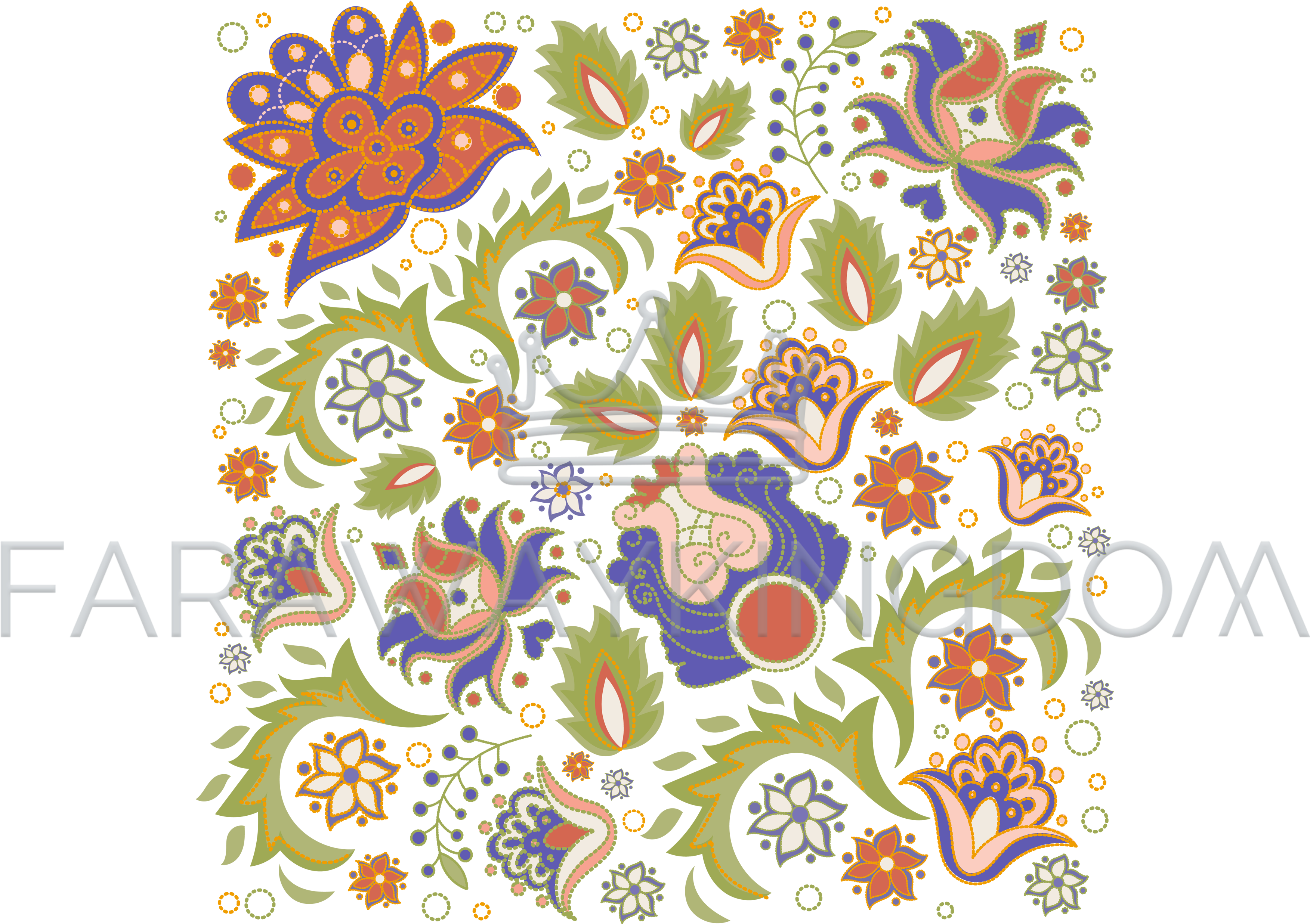 Floral Ornament Oriental Folk Ethnic Vector Illustration - Motif (3508x2480), Png Download