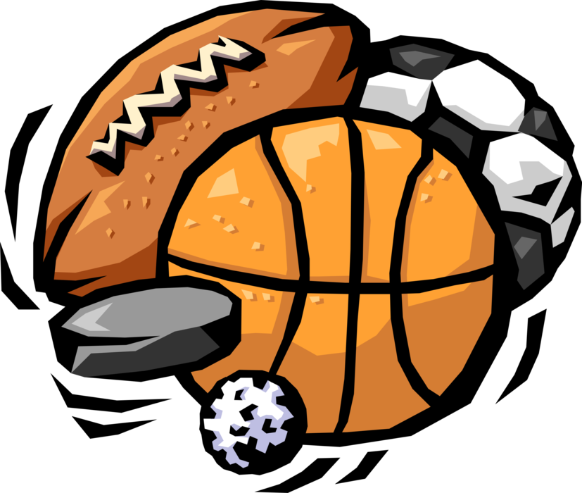 Vector Illustration Of Sports Balls With Football, - All Sports Logo (827x700), Png Download