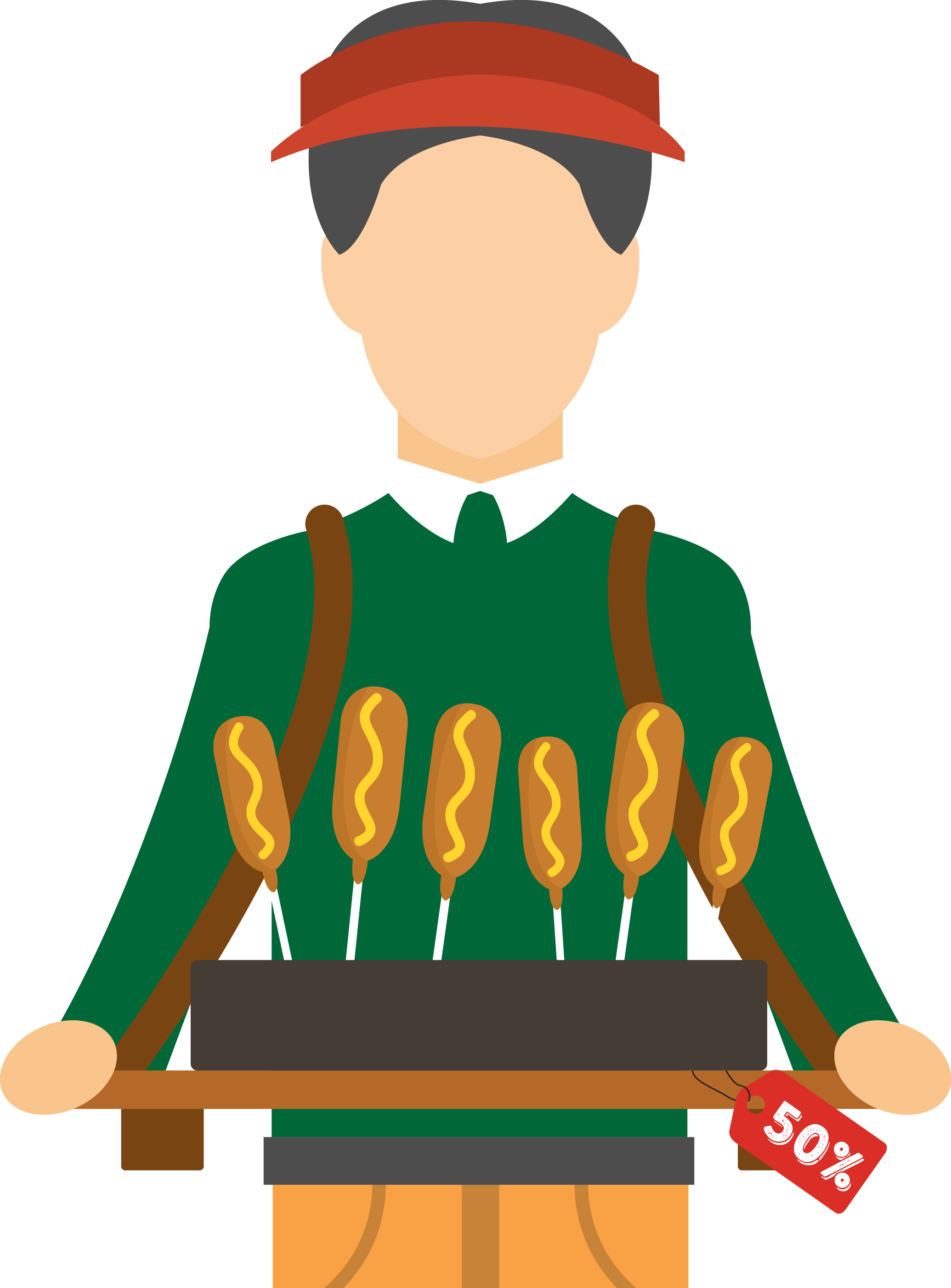 Hot Dog Sausage Hamburger Fast Food French Fries - Vendor Png Cartoon (2070x2805), Png Download