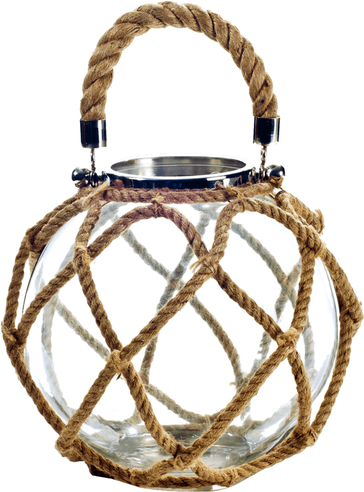 Jute Rope Glass Globe Lantern/candle Holder I - Lantern (1200x1200), Png Download