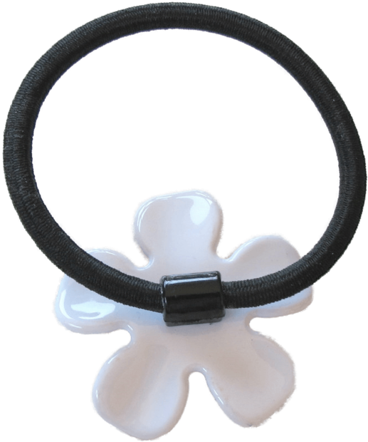 Chanel White Camelia & Black Logo Hair Tie Vip - Choker (800x800), Png Download
