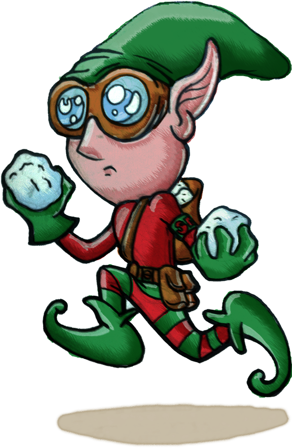 Svg Library Snowball Clipart Elf - Cartoon Elf Snowball Fight (874x1131), Png Download