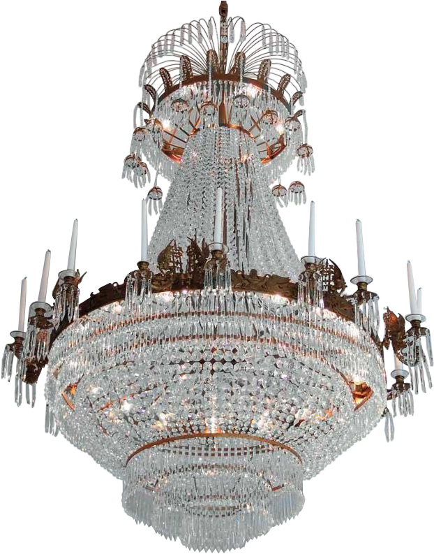 Empire 18 Arm Chandelier In Brass - Indendørsbelysning: Kronovall Stilfuld Lysekrone Til (690x880), Png Download