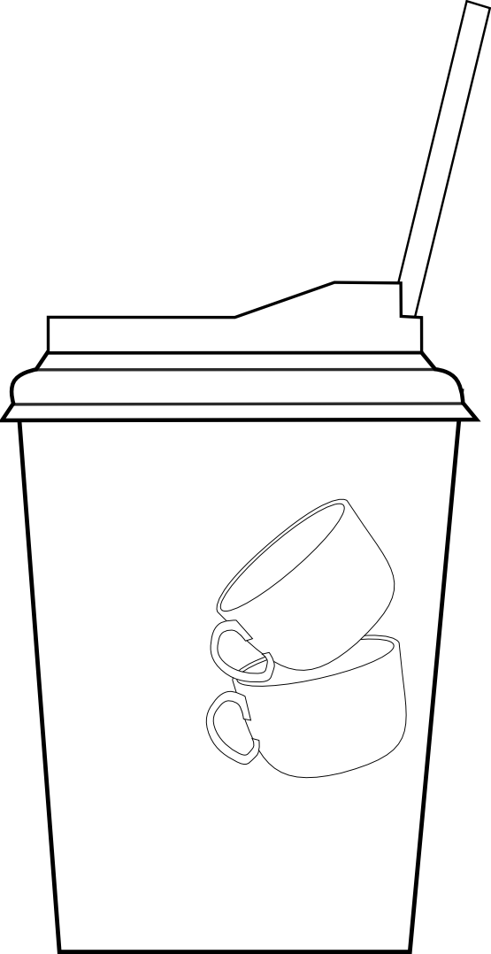 Antontw Coffee Cup Black White Line Art 555px - Coffee Cup (555x1078), Png Download