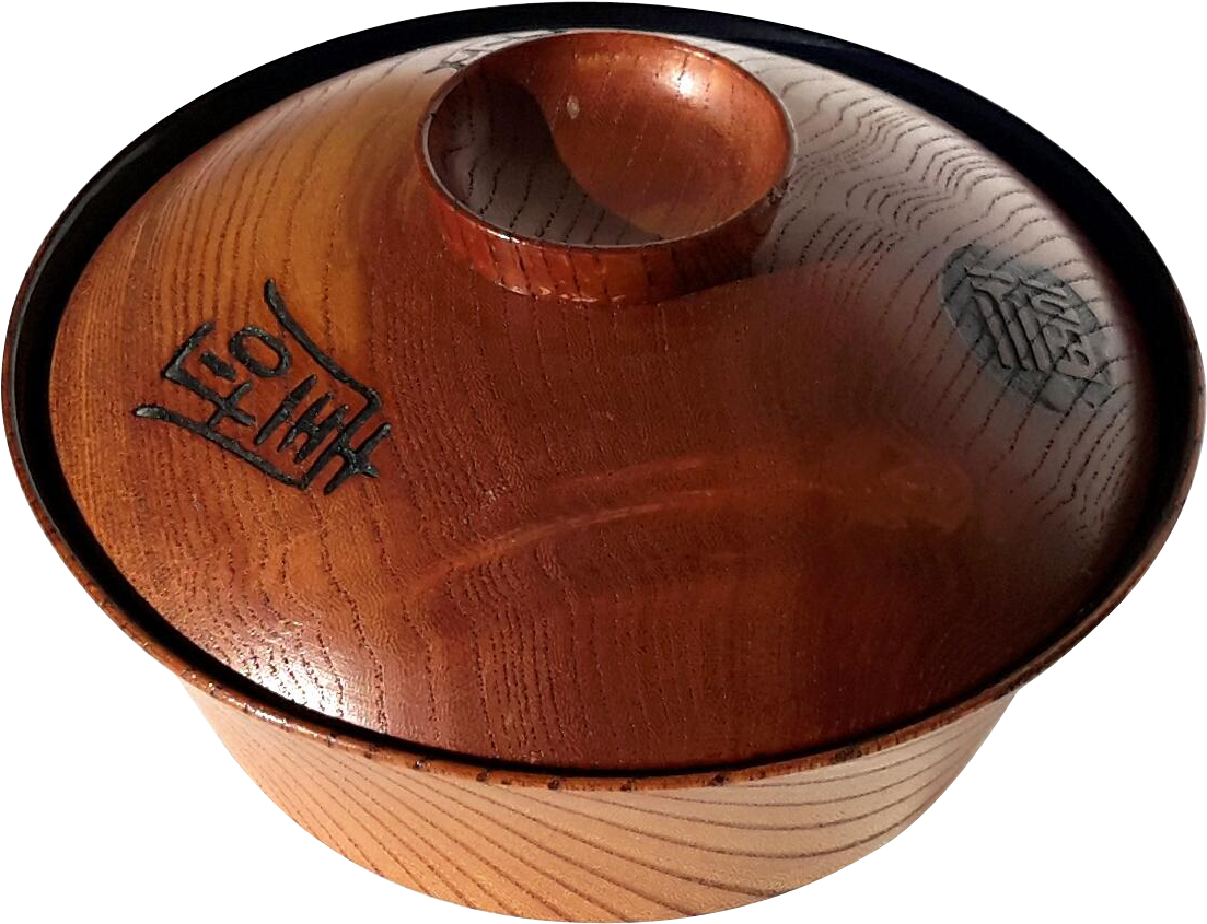 Vintage Japanese Wooden Covered Rice Bowl With Lacquered - Hardwood (1102x1102), Png Download