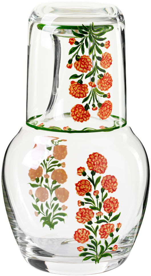 Murano Hand-painted Dalia Bedside Set - Cut Flowers (800x1280), Png Download