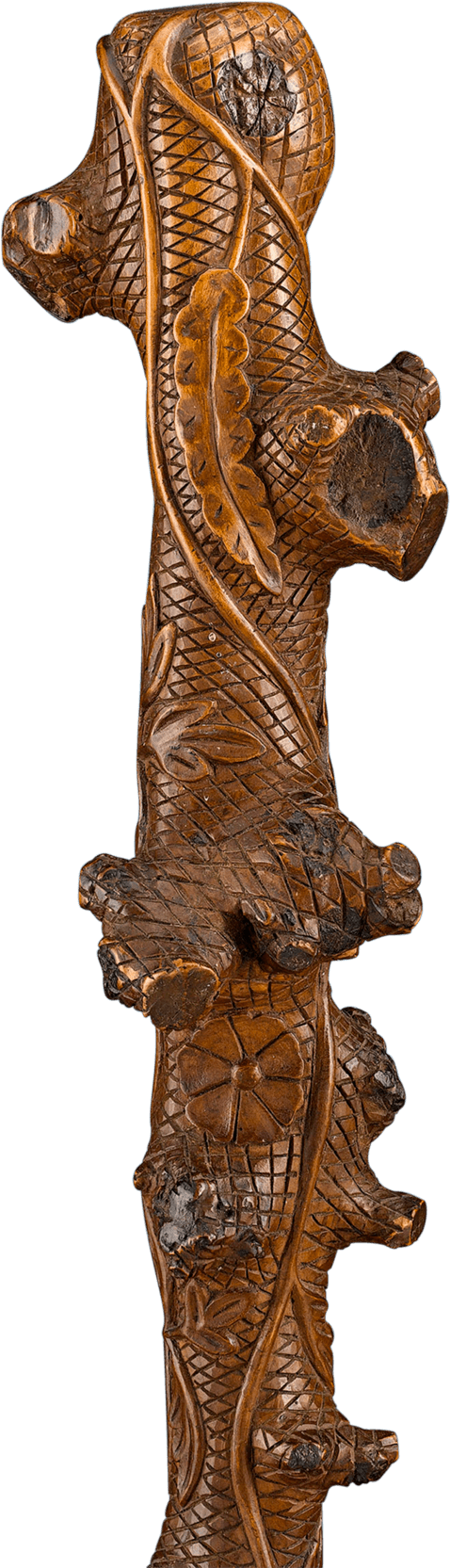 Knobby Folk Art Cane - Wood (1750x1750), Png Download