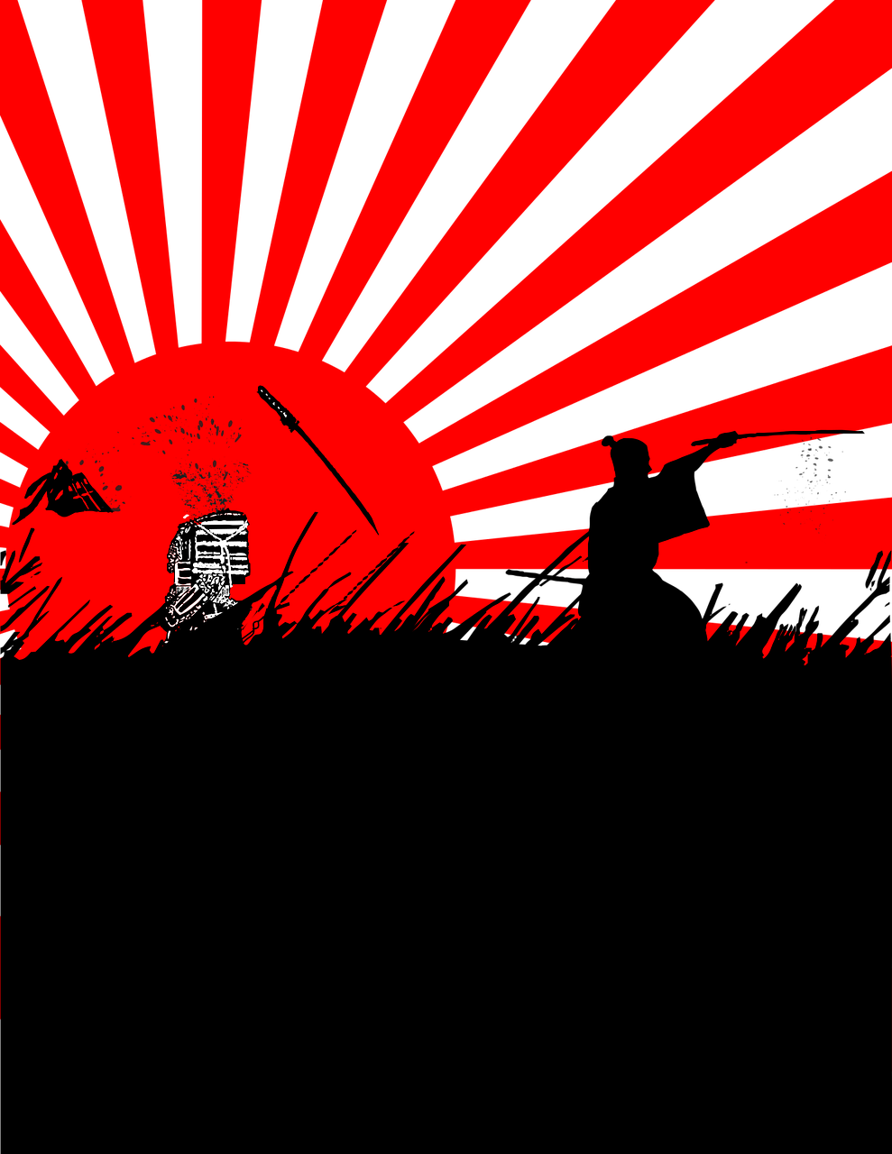 Superior Samurai Flag Beheading His Enemy On A Background - Samurai (989x1280), Png Download