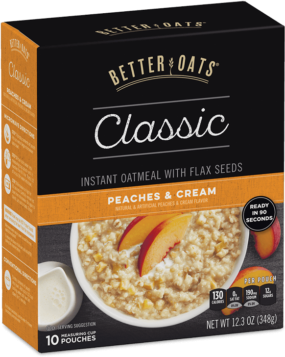 Better Oats Classic Peaches & Cream Instant Oatmeal - Better Oats, Raw Pure And Simple Organic, Bare, Instant (760x1019), Png Download