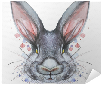 Painted Drawing With Watercolor Portrait Of An Animal - Kanin Tegning (400x400), Png Download