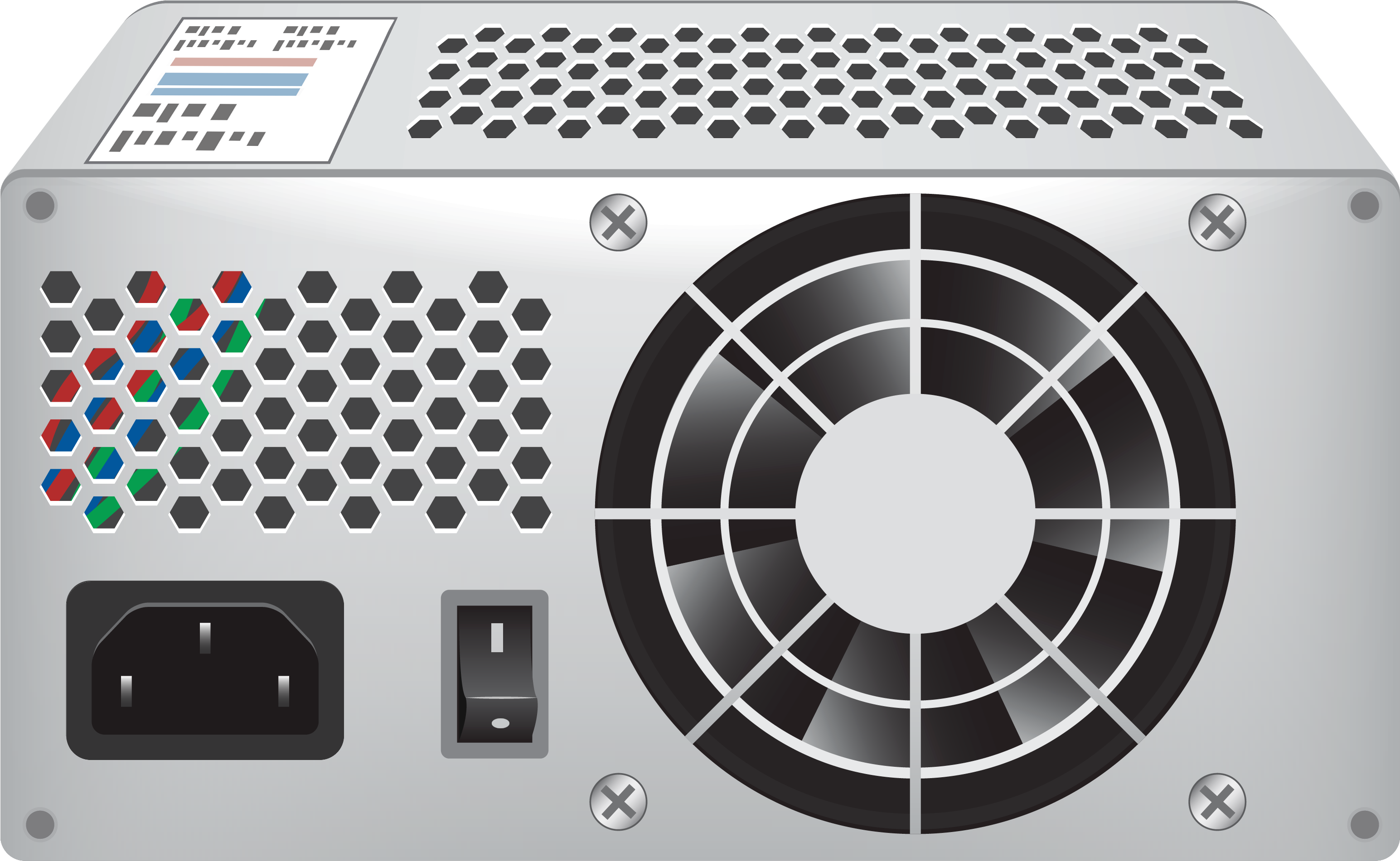 Standard Computer Power Supply Png Clipart - Cartoon Computer Power Supply (3299x2094), Png Download